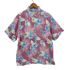 TOMMY BAHAMA Red Silk Shirt Floral Fireworks